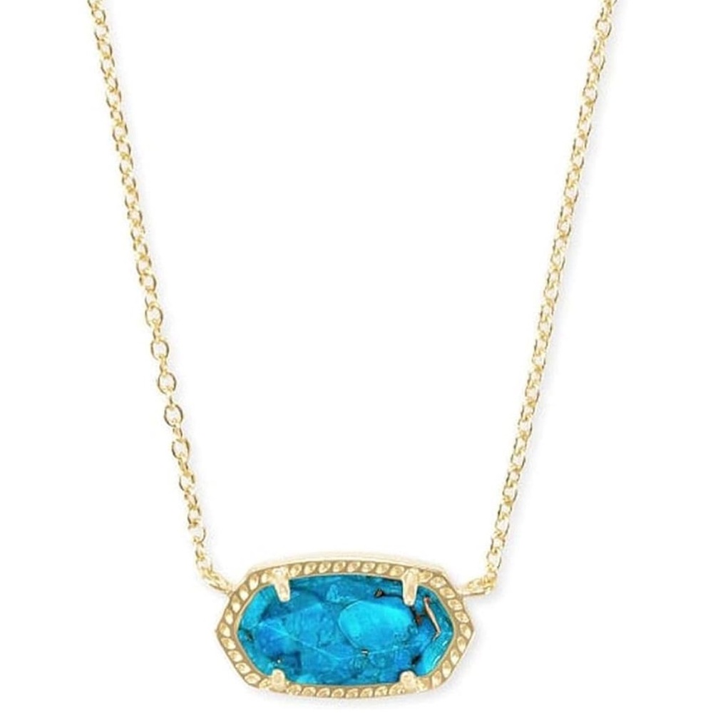 Kendra Scott Elisa Pendant Necklace gold veined turquoise